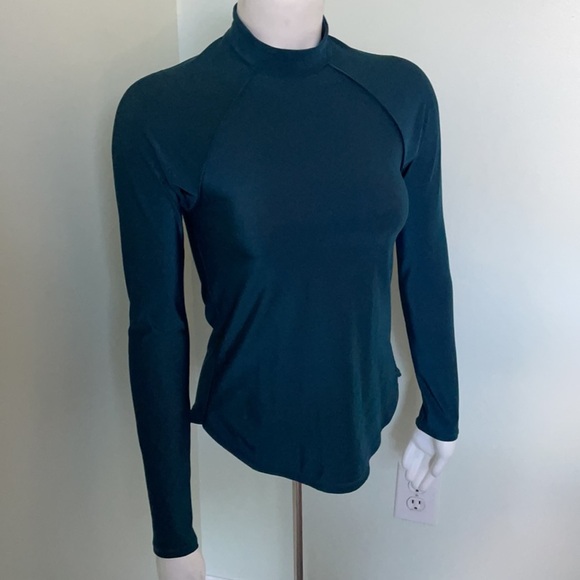 All in Motion Women Long Sleeve Teal Mock Neck Rashguard - Picture 3 of 7